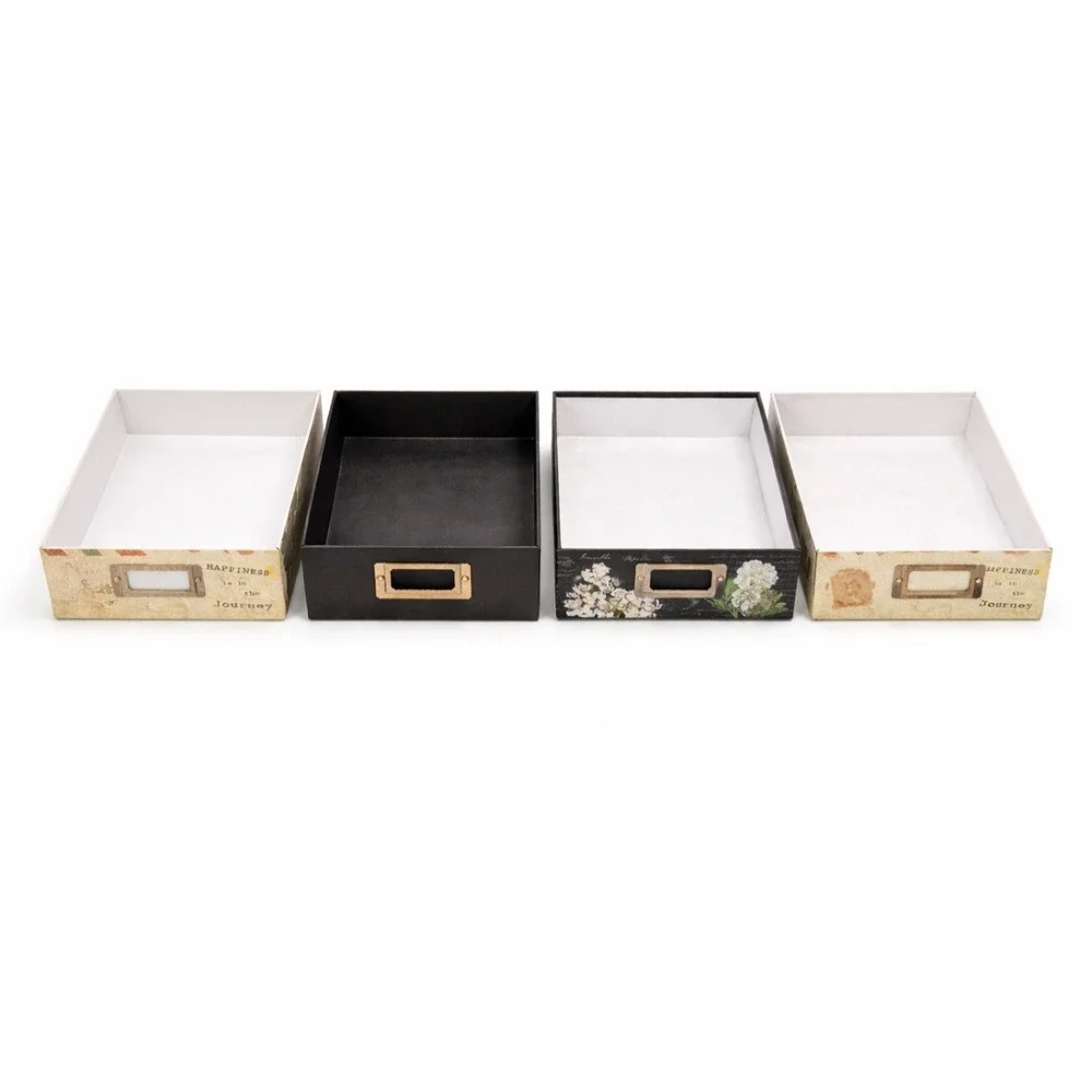 VINTAGE STYLE STORAGE BOX SET OF 4 DECORATIVE‎ ORGANIZER 11x7x4.5 CARD HOLDER